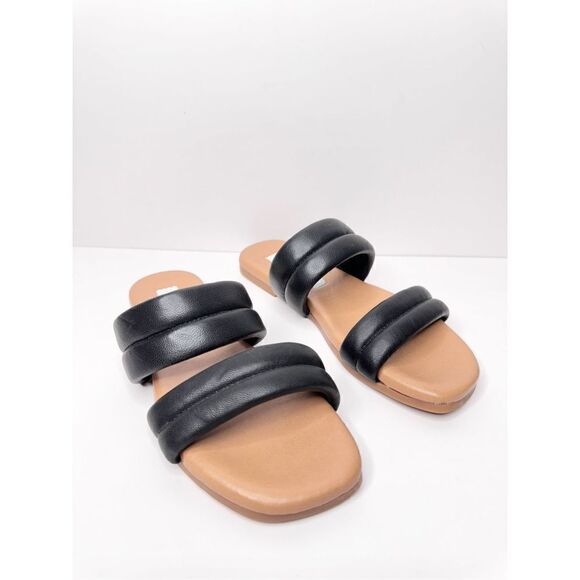 Steve Madden Sandals Womens Size 7 Black Leather Double Strap Open Toe - Picture 6 of 9
